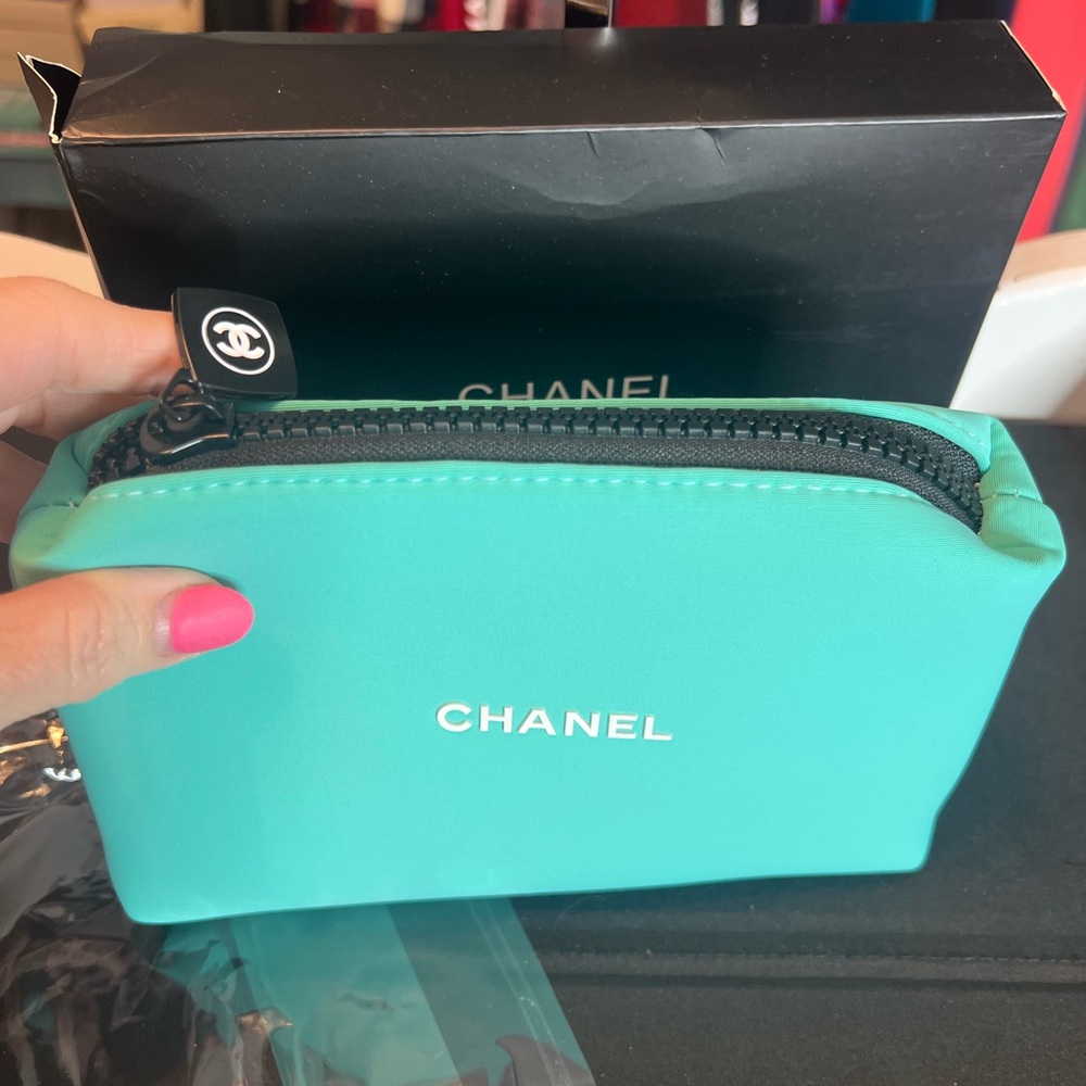 Chanel Teal Cosmetic Pouch - Picture 3 of 9